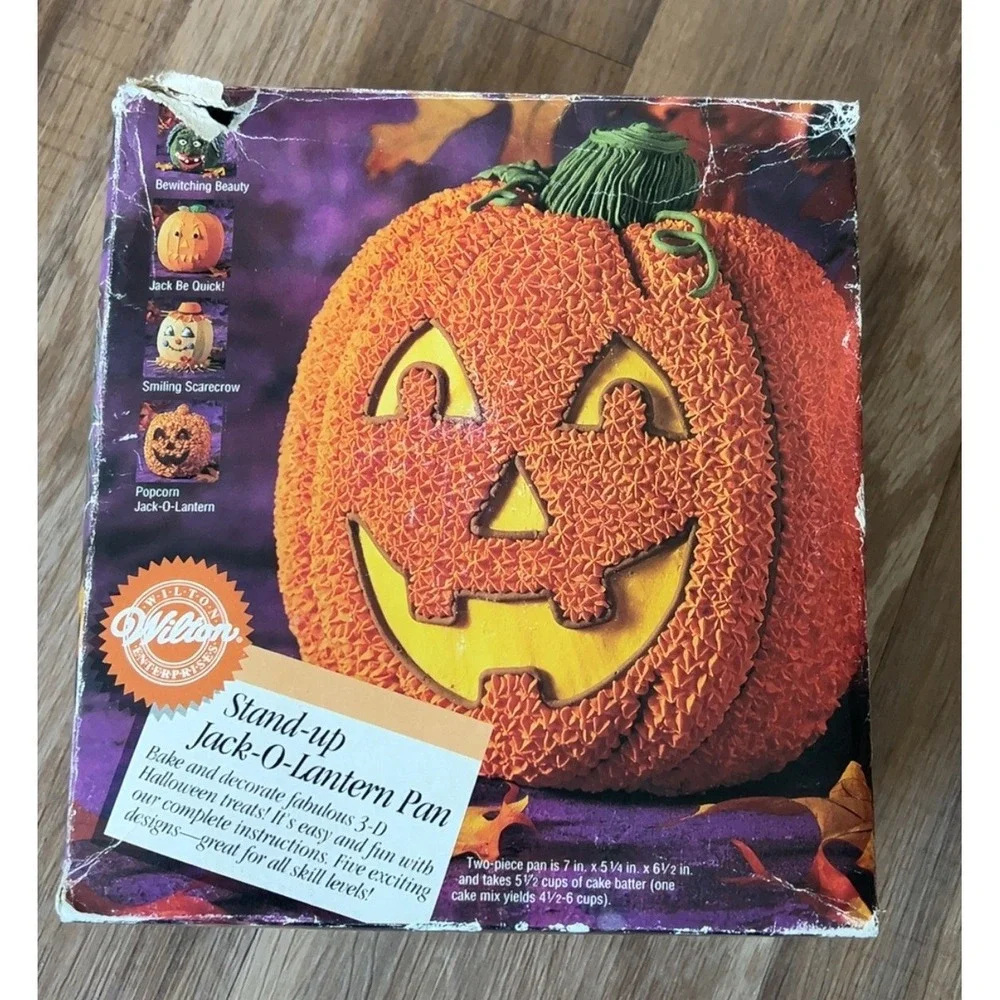 Vintage Wilton Halloween Stand Up Jack-O-Lantern pumpkin witch cake pan 3D